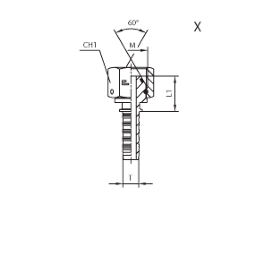 Фитинг DN 25 DKM (Г) 38x1.5 (штифтованная гайка) (o-ring)