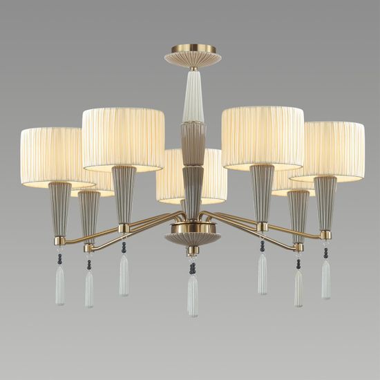 5403/7 CLASSIC ODL_EX23 171 бронзовый/светло-коричневый/кремовый металл/керамика/ткань Люстра E14 7*40W LATTE