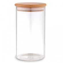 TimA Банка для сыпучих продуктов с деревянной крышкой 1200 мл прозрачный
