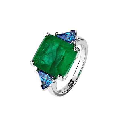 Кольцо Ermolov квадрат изумруд/сапфир