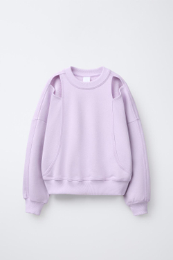 ZARA ТОЛСТОВКА С ВЫРЕЗАМИ, ЦВЕТ МАЛЬВЫ