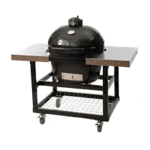 Керамический угольный гриль Primo Oval 300 (Family), 38х56 см, на столе с металлическими столешницами
