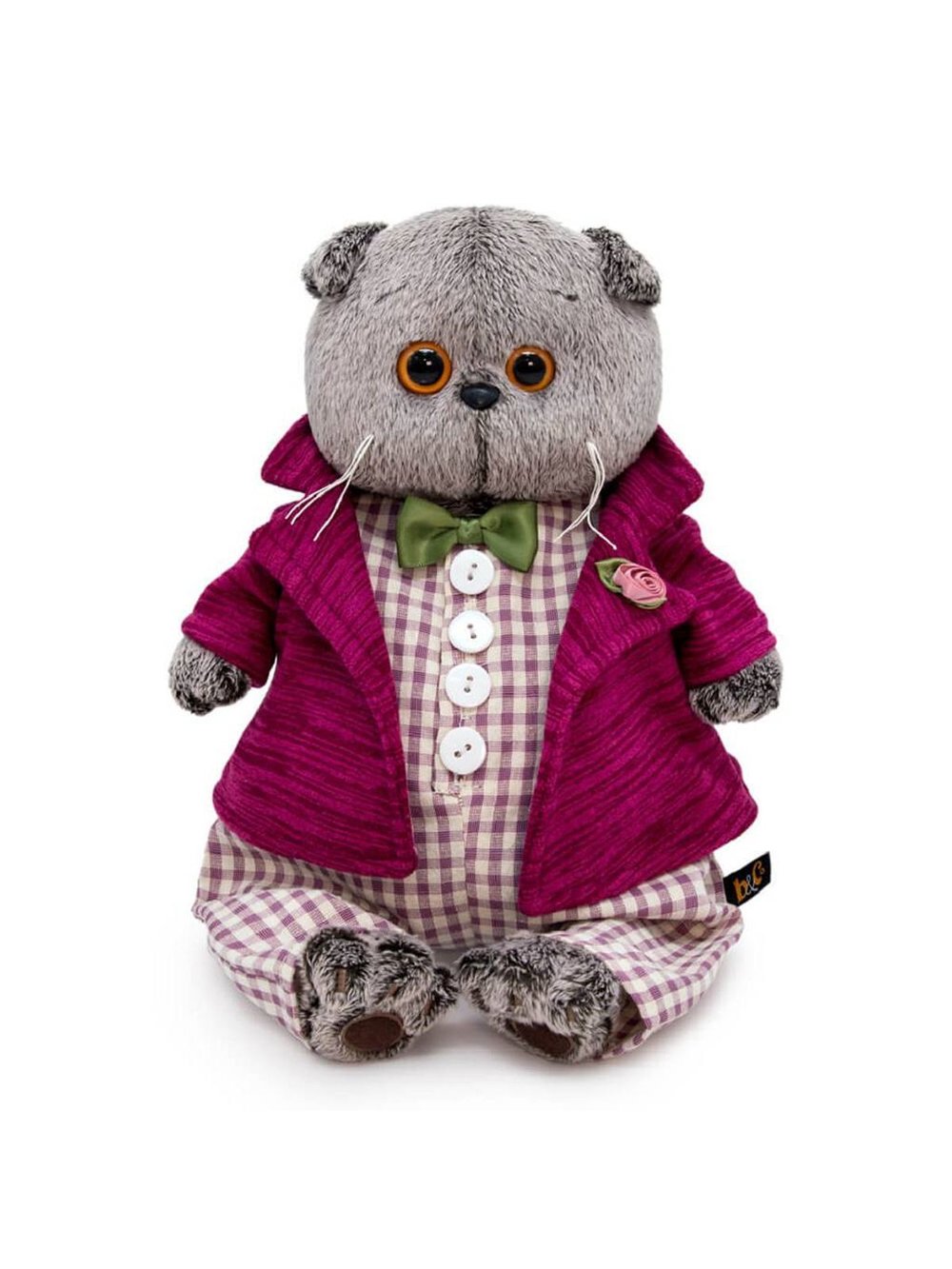 Мягкая игрушка Басик в комбинезоне и пиджаке 22 см