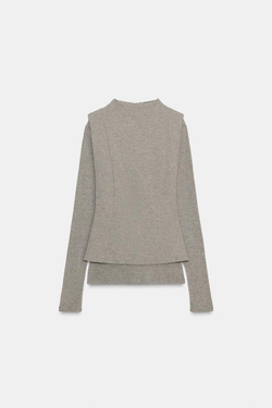 ZARA ТОП С ДВОЙНЫМИ ДЛИННЫМИ РУКАВАМИ, РЫЖЕВАТО-КОРИЧНЕВЫЙ