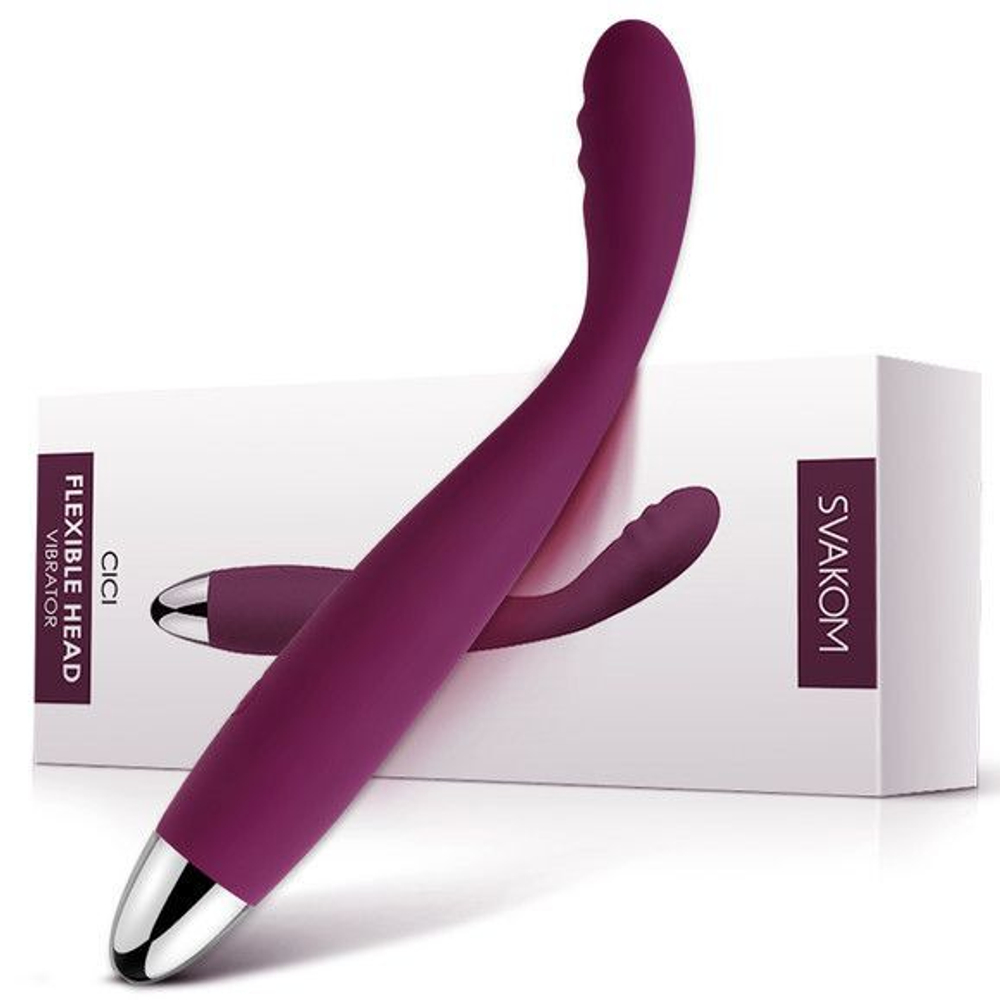 Фиолетовый вибратор Cici с гнущейся головкой - 18,2 см.