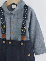 Боди с длинным рукавом и брюки на подтяжках в комплекте для малышей Next Q96-750, Темно-синий