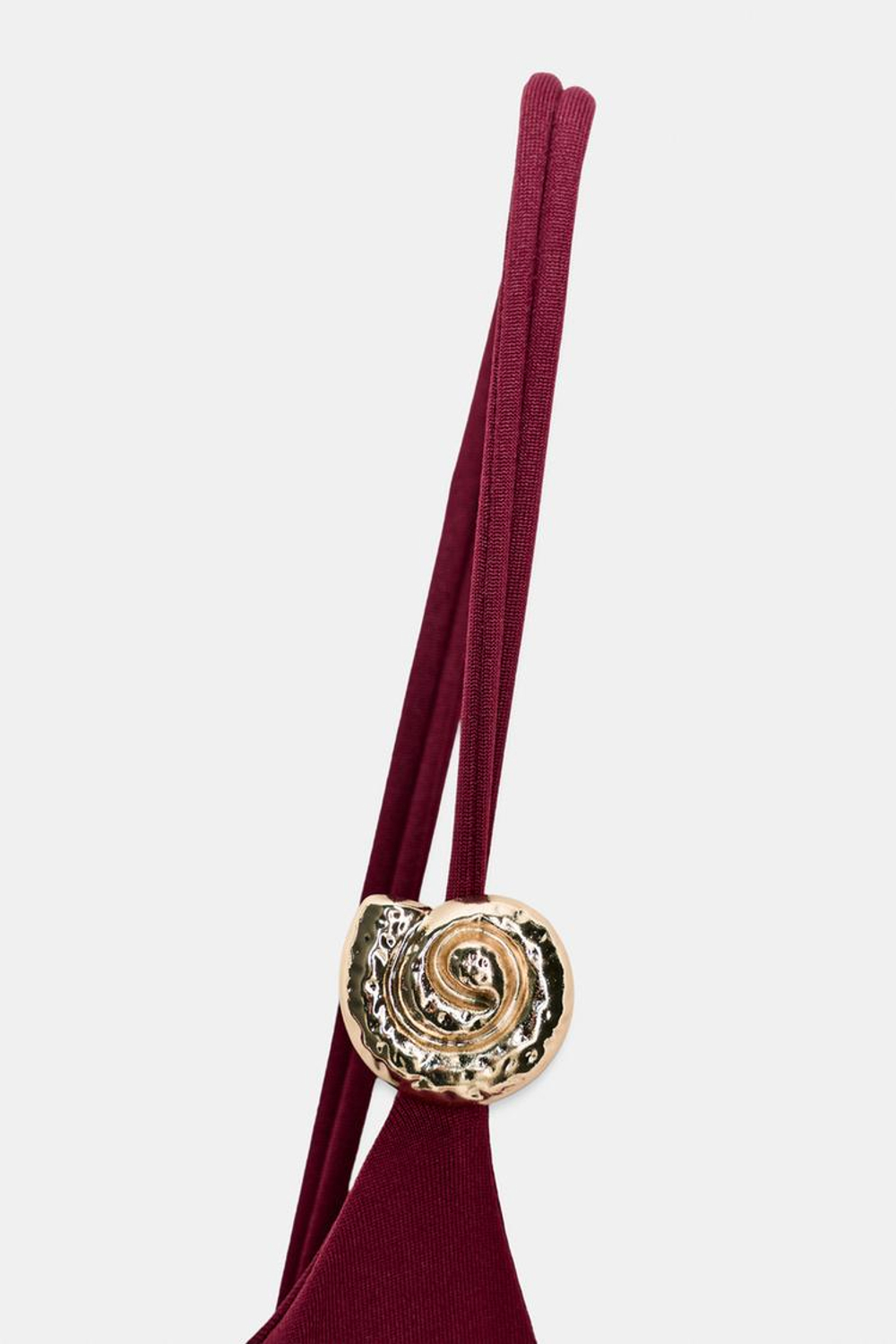 ZARA БОДИ ИЗ ПОЛИАМИДА С МЕТАЛЛИЧЕСКОЙ ДЕТАЛЬЮ, БОРДОВЫЙ