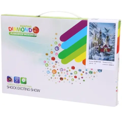Алмазная мозаика на подрамнике с полным заполнением «МИР ЯРКИХ КРАСОК», зимний замок, 20*30 см