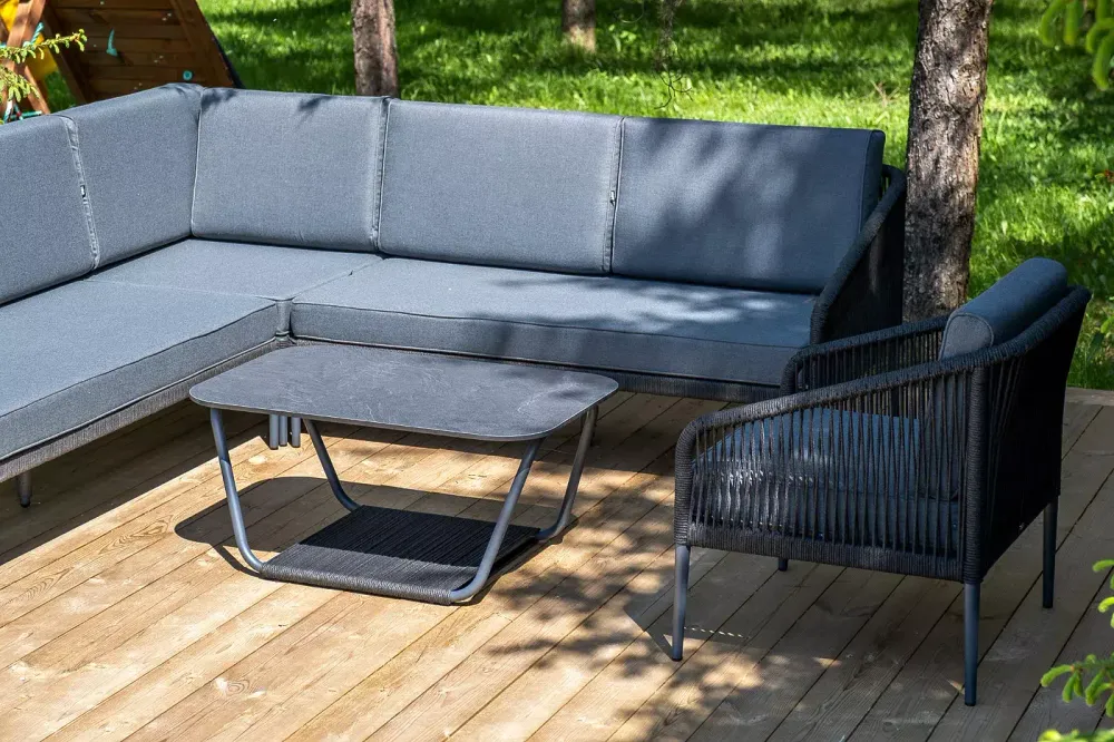 "Канны" модульная угловая лаунж-зона из роупа (веревки), цвет темно-серый