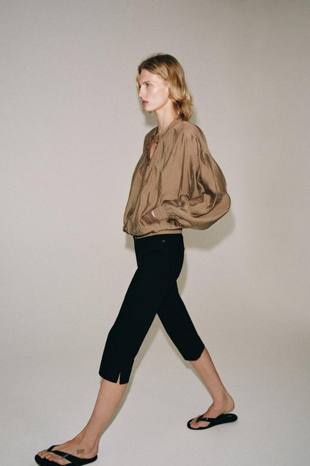 ZARA СТРУЯЩАЯСЯ РУБАШКА ZW COLLECTION, ТЕРРАКОТОВЫЙ