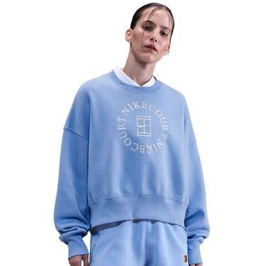 Женская Кофта теннисная Nike Court Heritage Phoenix Fleece Over Oversized Crew Neck - royal pulse/comet blue