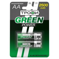 Аккумуляторы NiMH (никель-металлгидридные) Трофи HR6-2BL 2500 mAh GREEN POWER | Аккумуляторы