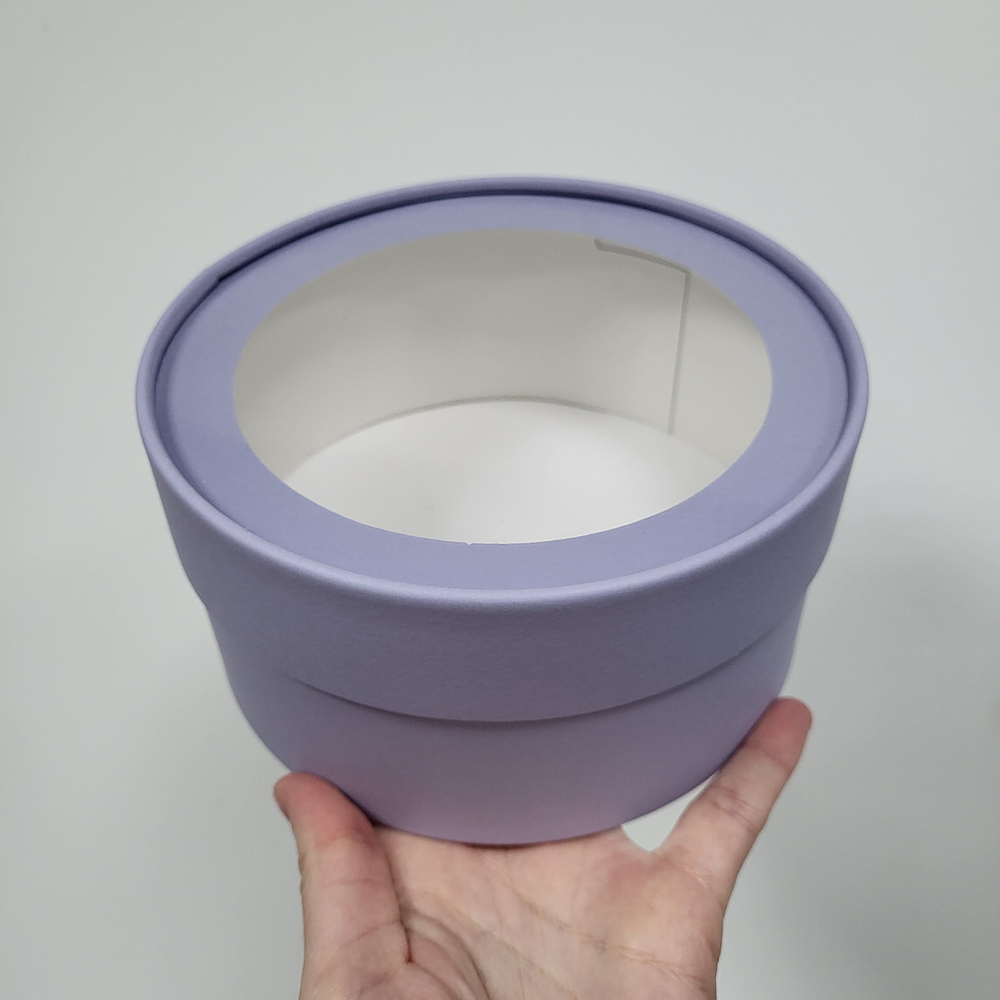 Коробка ТУБУС плотный с окном d=16 см h=8 см (Фиолетовый)