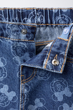 ZARA ДЖИНСЫ-КЮЛОТЫ С ПРИНТОМ MINNIE MOUSE © DISNEY, ВЫЦВЕТШИЙ СИНИЙ