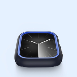 Чехол-бампер для часов Apple Watch 44мм для моделей 4, 5, 6 и SE, черный с синими вставками (Midnight/Blue) от Dux Ducis, серия Bamo Series Case