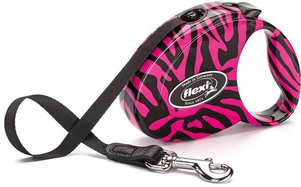 FLEXI рулетка Fashion Ladies Zebra S (до 12 кг) ремень 3 м розовая зебра