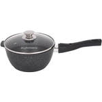 Ковш 2,2л «Мраморная»(темный мрамор) съемная ручка, стеклянная крышка кмт0225а