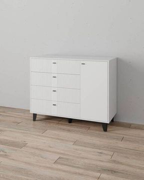 Комод КАТРИН-13 белый / белый / МДФ белый снег