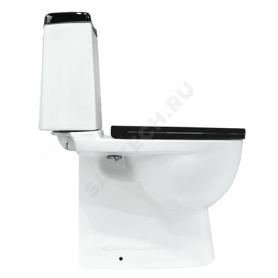 Унитаз-компакт горизонтальный выпуск нижний подвод с арматурой 2/реж слив кнопка с сиденьем дюропласт микролифт черный Best Comfort Sanita Luxe WC.CC/Best/2-DM/BLK.G/S1