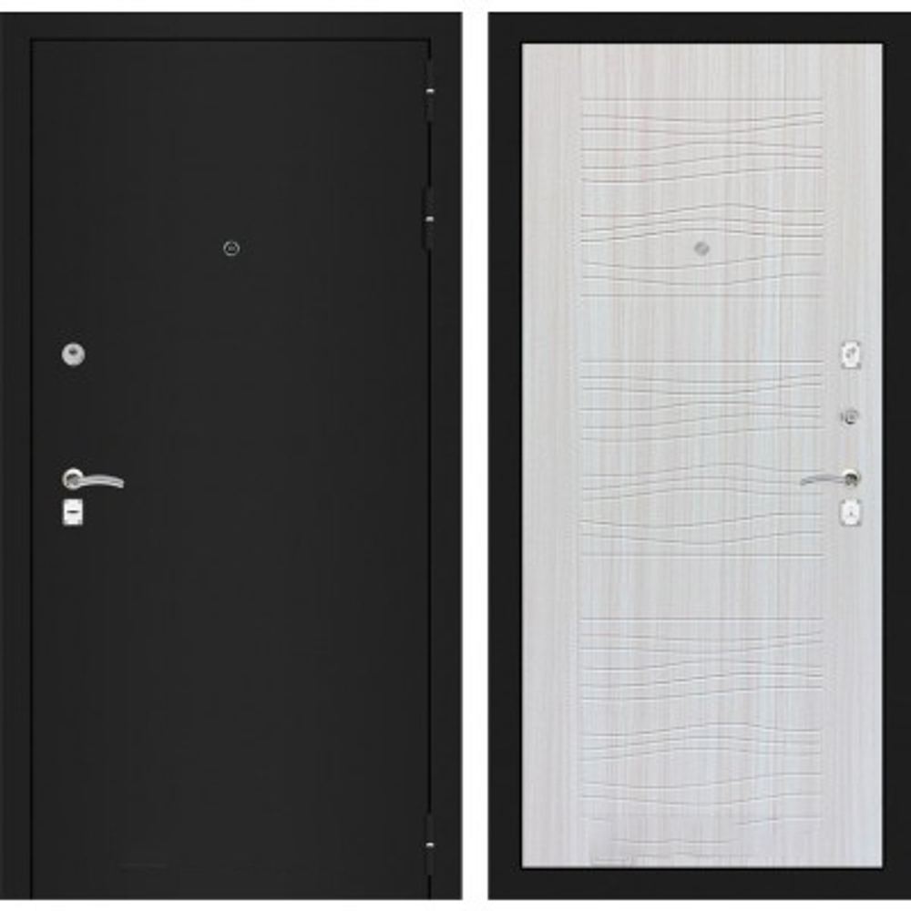 Дверь входная Лабиринт CLASSIC шагрень черная 06 - Сандал белый металлическая