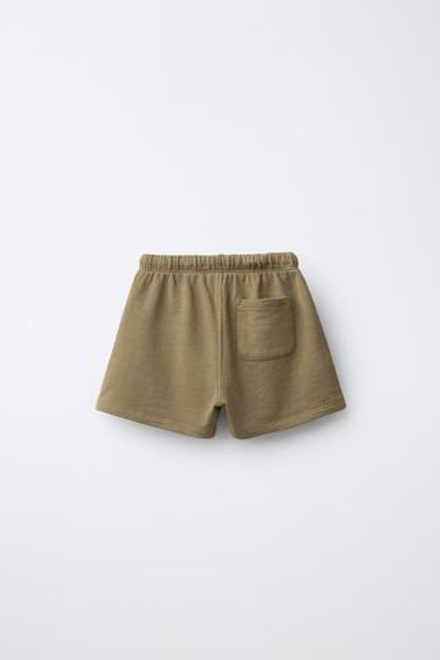 ZARA ШОРТЫ ИЗ МЯГКОЙ ТКАНИ С НАДПИСЬЮ, ХАКИ