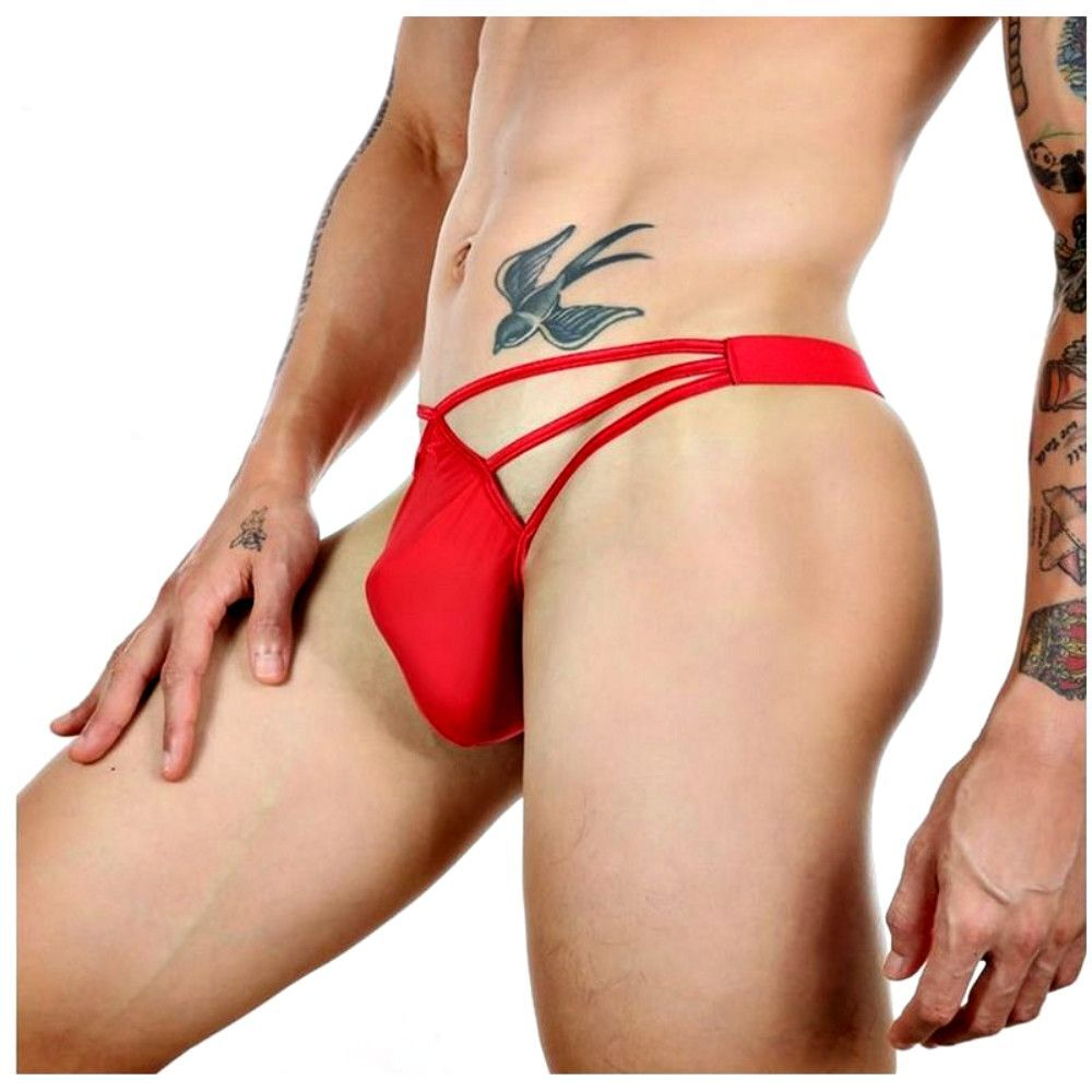 Красные сексуальные трусы-стринги на тонких бретелях (Размер: XL) (Цвет: красный)