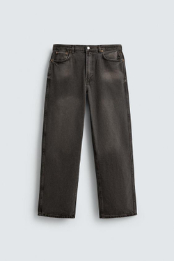 ZARA ДЖИНСЫ ПРЯМОГО КРОЯ RELAXED FIT, МЯГКИЙ СЕРЫЙ