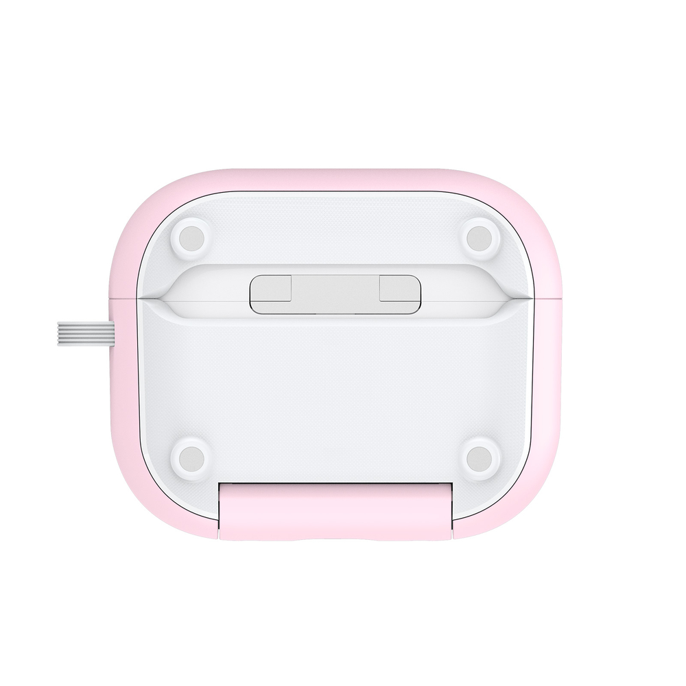 Чехол розового цвета (белый замок) и подставкой для наушников AirPods Pro 3, серия PECQ Series от Dux Ducis