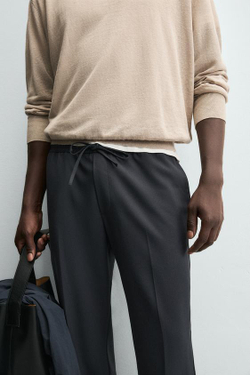 ZARA БРЮКИ-ДЖОГГЕРЫ КОМФОРТНОЙ ПОСАДКИ, СЕРО-СИНИЙ