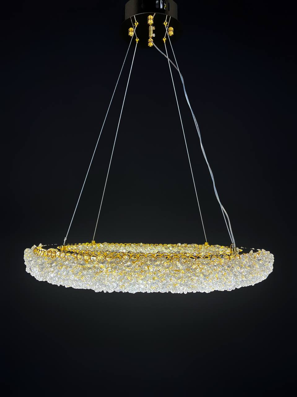 Люстра подвесная светодиодная Lanbos, LED 80 Вт, до 40 кв м, золотая