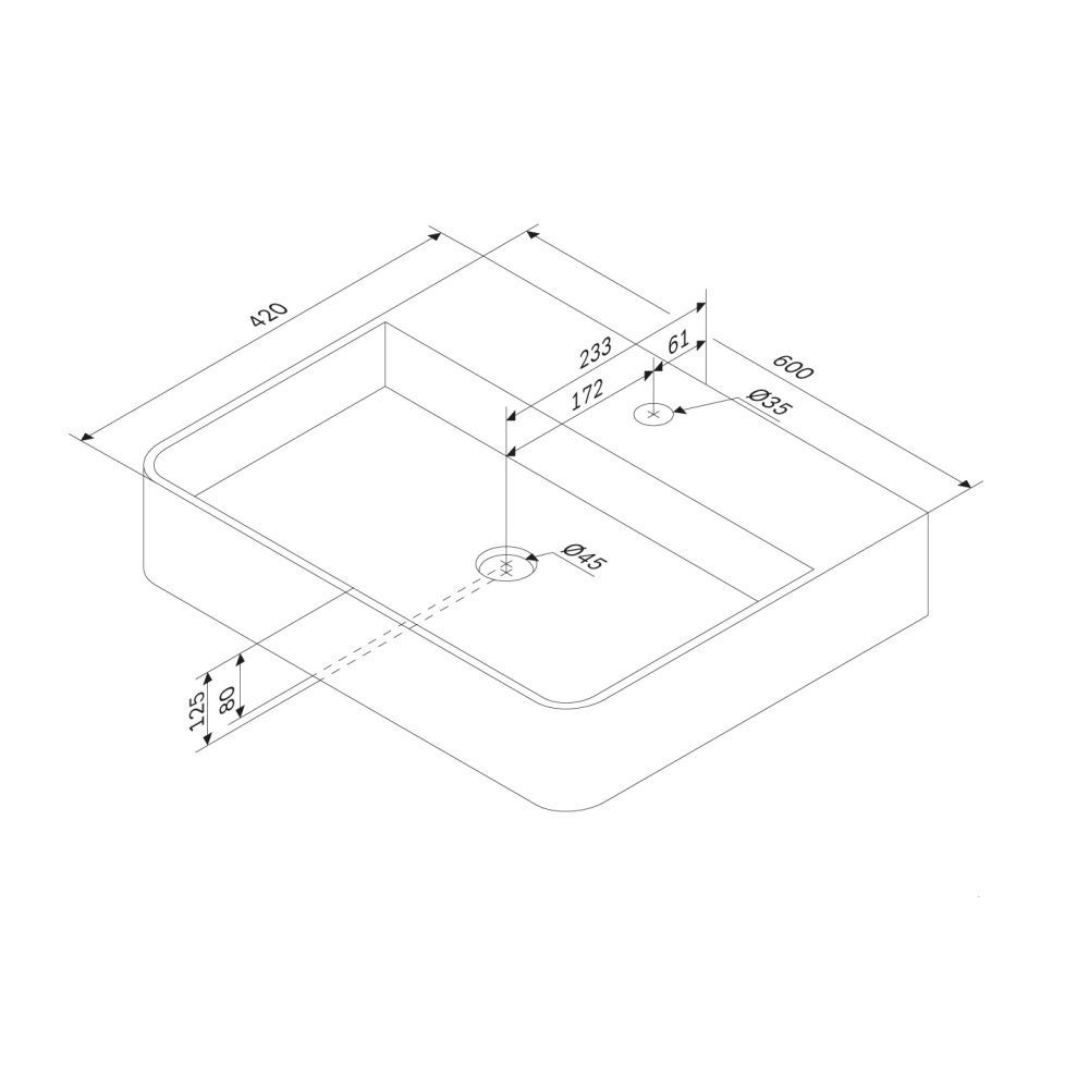 Раковина накладная, прямоугольная с пъедесталом, 60 см AM.PM Func M8FWCC10601WG