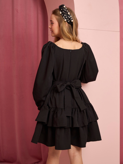 Платье праздничное ярусное с воланами для девочки чёрное