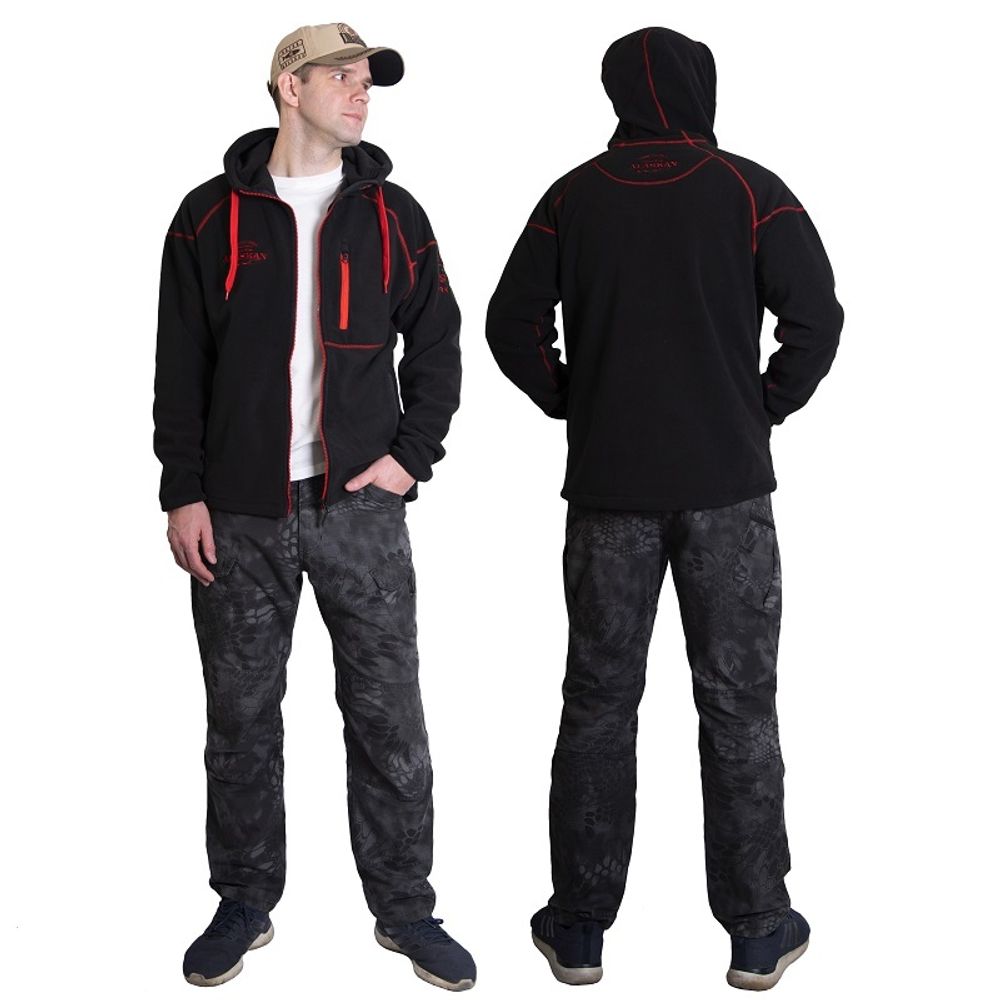 Куртка флисовая Alaskan BlackWater черная   M с капюшоном