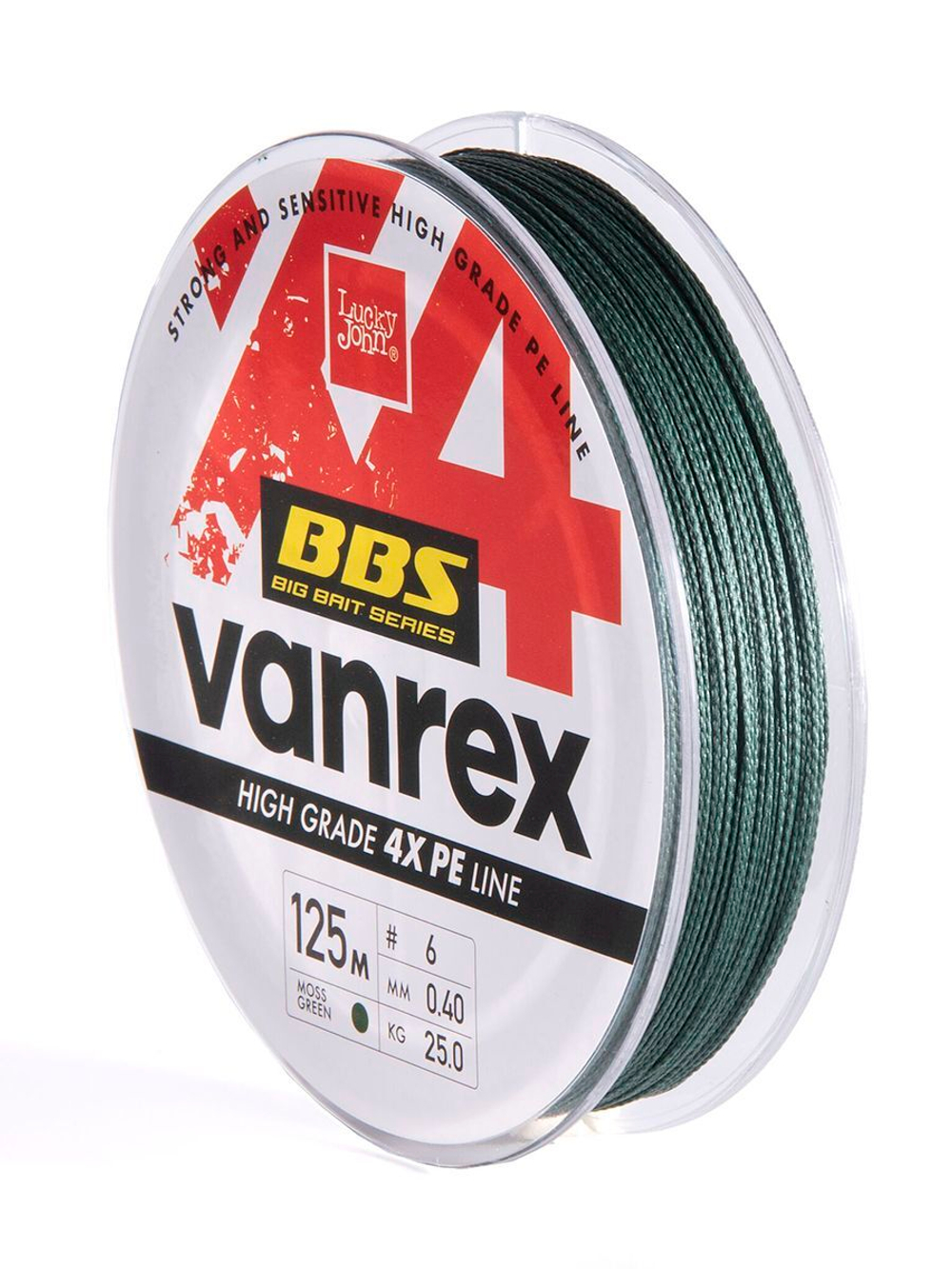 Шнур плетёный Lucky John Vanrex BBS х4 BRAID Moss Green 125/040