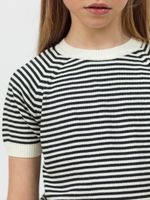 Джемпер для девочки с коротким рукавом AT996 молочный-черный