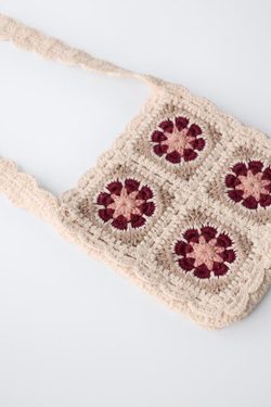 ZARA СУМОЧКА ИЗ КРУЖЕВА КРОШЕ С ЦВЕТОЧНЫМ УЗОРОМ, СВЕТЛО-БЕЖЕВЫЙ