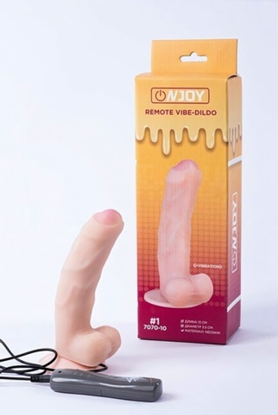 Реалистичный вибратор на присоске из кибер-кожи с выносным пультом Onjoy Remote Vibe-Dildo #1 (10 режимов) (Цвет: телесный)