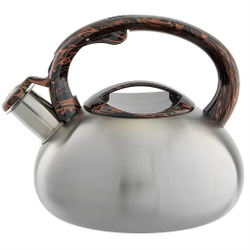 Чайник со свистком 2,5 л из нержавеющей стали, индукционное дно, сатин WEBBER BE-0601 черный мрамор