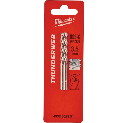 Сверло Milwaukee HSS-G THUNDERWEB по металлу 3.5x70 мм 2 шт