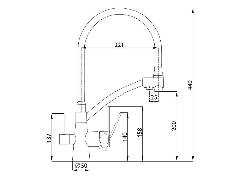 Смеситель для кухни 440/221 2Р