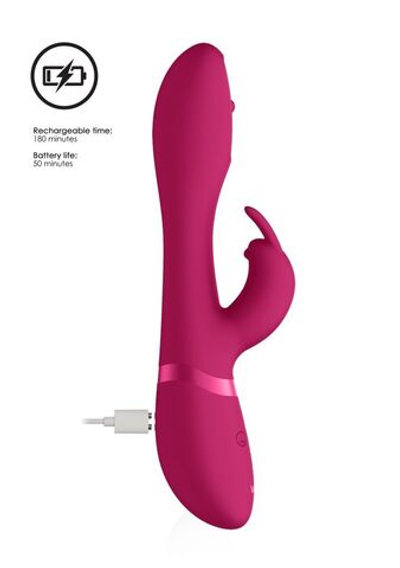 Розовый вибромассажер-кролик Mira - 21,5 см. (Цвет: розовый)