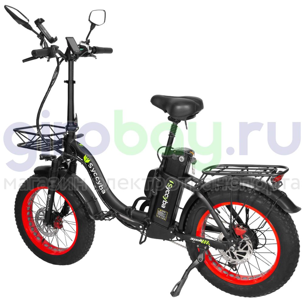 Электровелосипед Syccyba F11 Pro 2025 года (48V/15Ah) - Красный обод фото №4