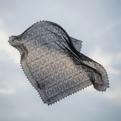 Платок "Северные узоры" из ультрамягкого оренпуха - Черный