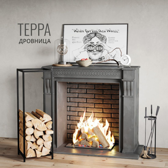 Дровница TEPPA loft металлическая для бани и камина, кованная для дров, черная, 40х40х120 см, 1 шт, Гростат
