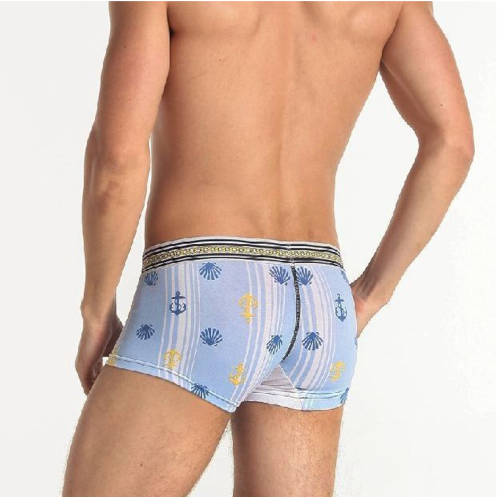 Мужские трусы боксеры голубые с морским принтом Superbody Boxer Blue