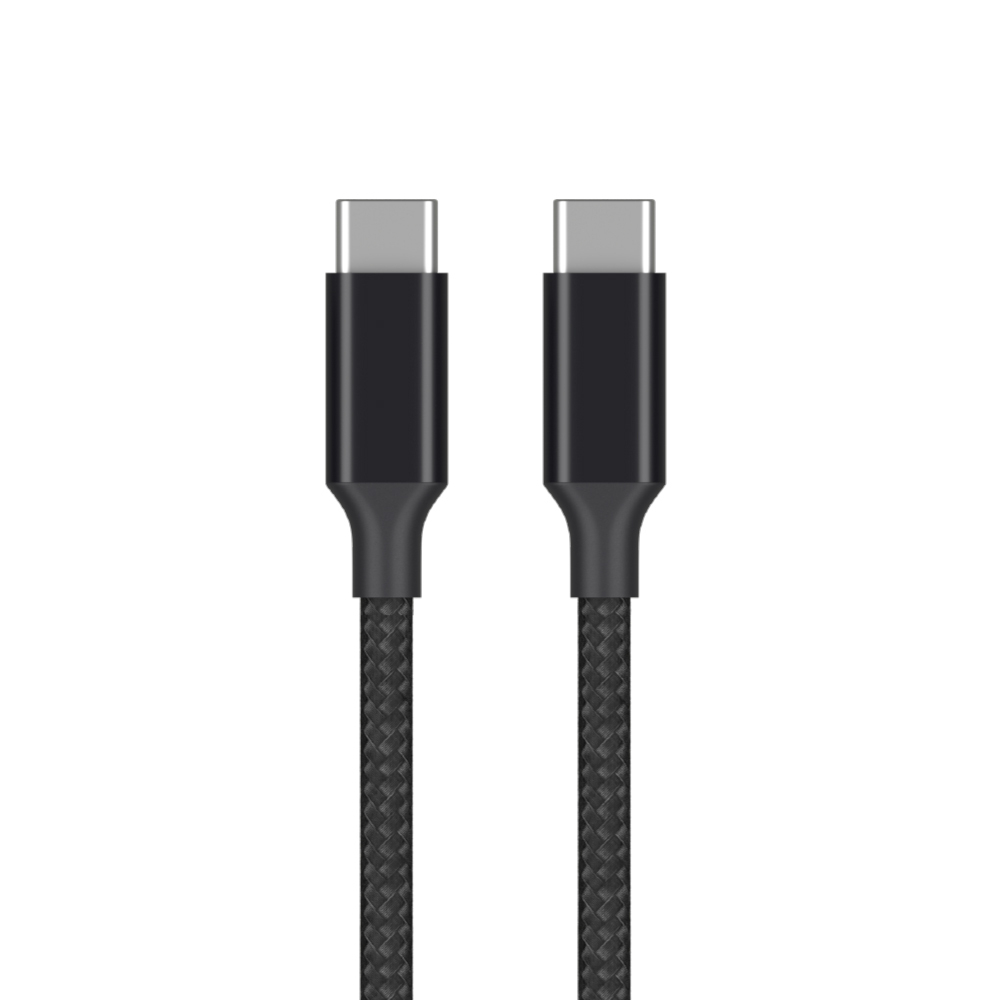 Дата-кабель USB-С - USB-C, 3А, 1м, нейлон, черный