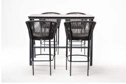 "Рио" барный комплект на 4 персоны, стол HPL "серый гранит", цвет темно-серый