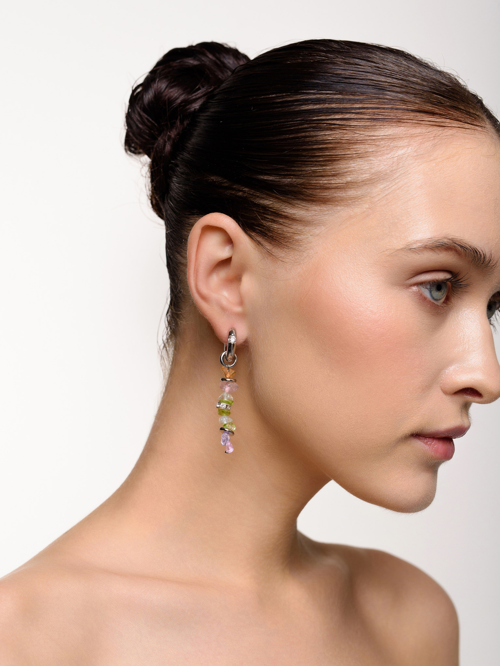 Серьги "Heart colored" Silver