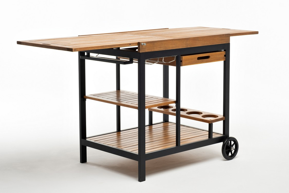 Стол сервировочный Joygarden НОРД раздвижной, темный графит, коричневый