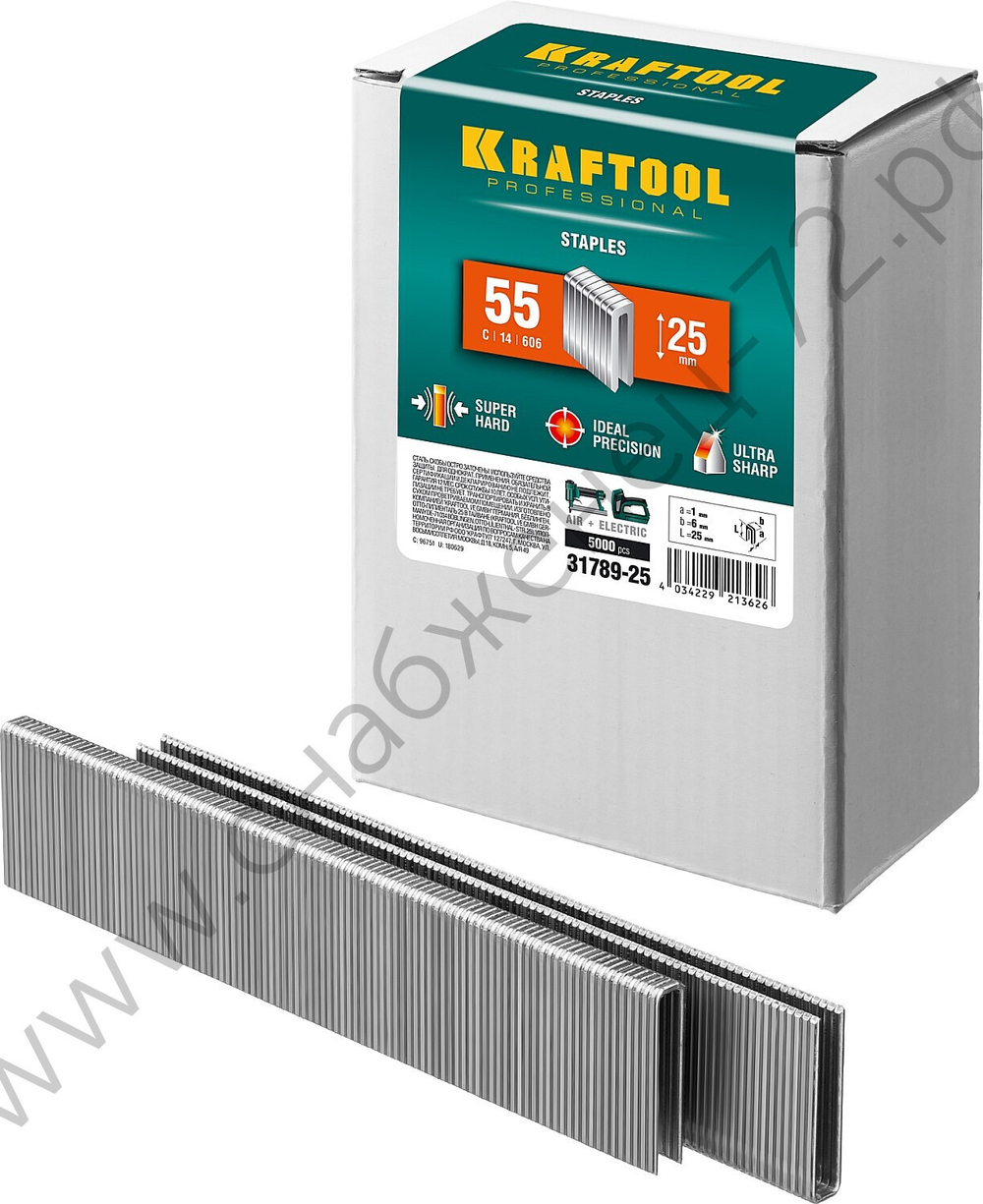 KRAFTOOL тип 18GA (55 / 90 / C) 25 мм, 5000 шт, скобы для степлера (31789-25)